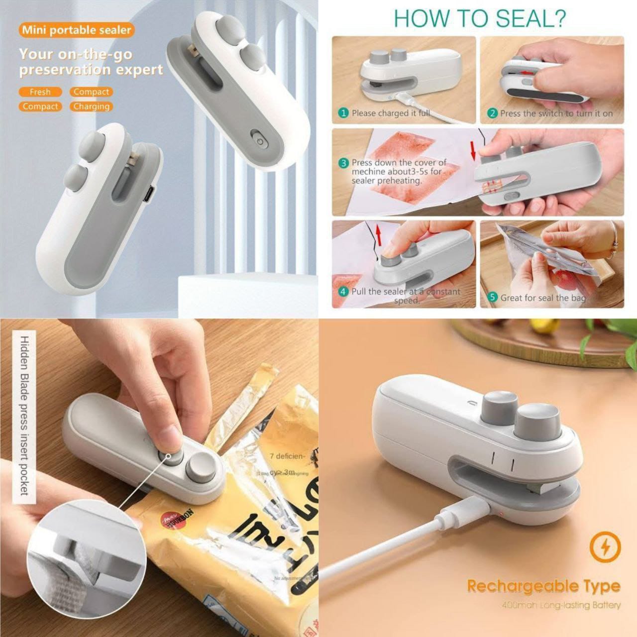 Mini Portable USB Sealer – Seal Your Snacks in Seconds!